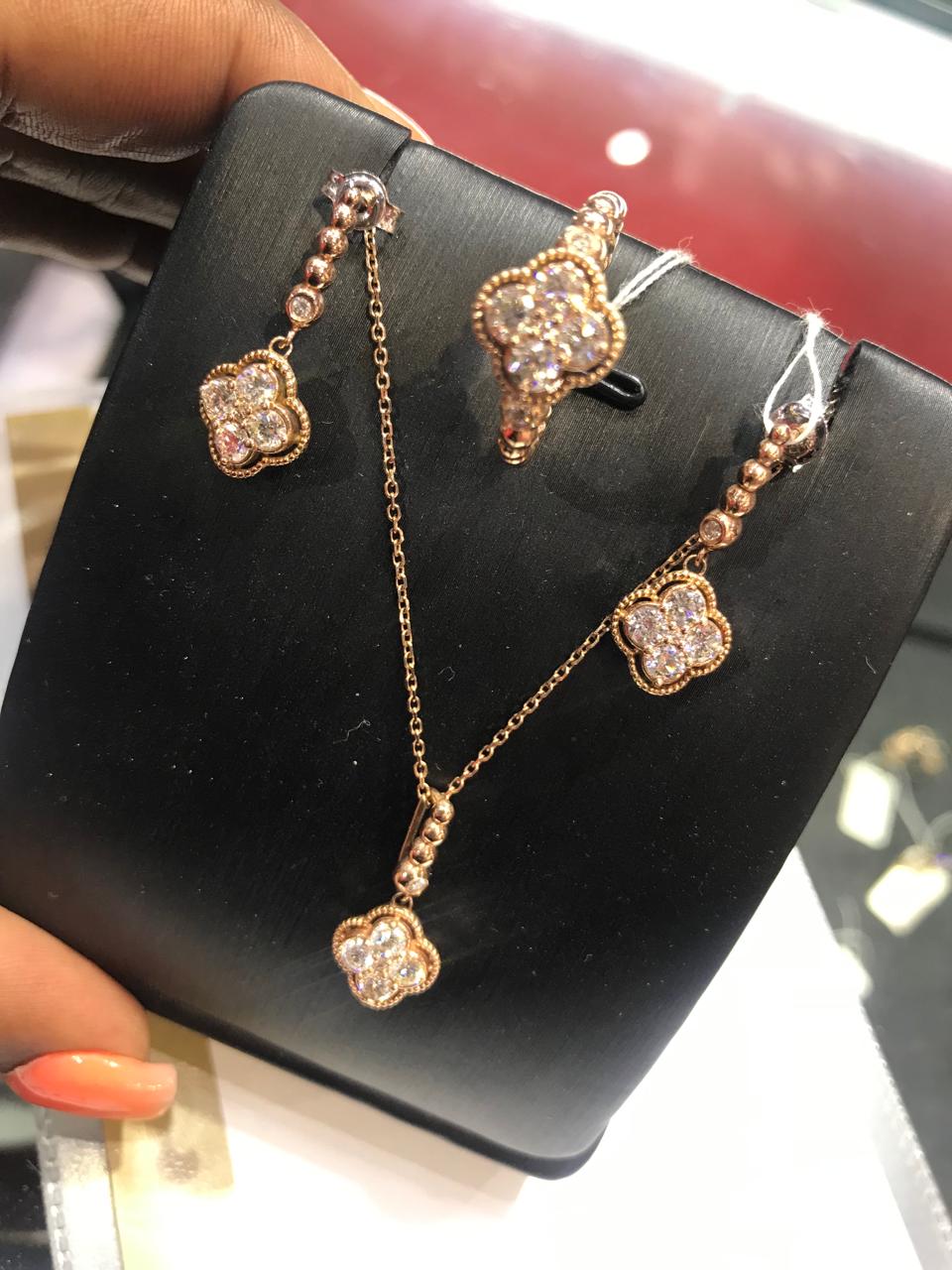 Bubble Illusion Diamond Drop Earrings in 14K Rose Gold